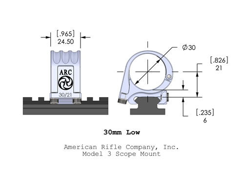 Кольца ARC M3 25,4 на Picatinni (низкие)