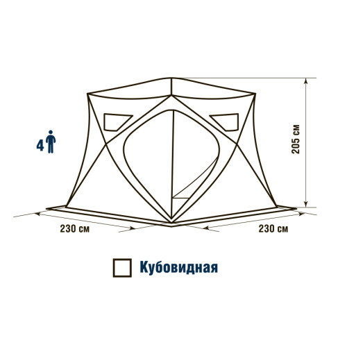 Палатка для зимней рыбалки PIRAMID PRO DC, 230*230, высота 200см
